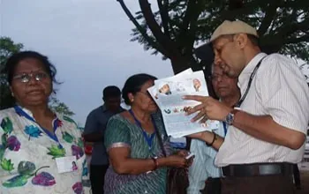 Distribution at Chottanikkara Temple, Kerala — Leafleting in India
